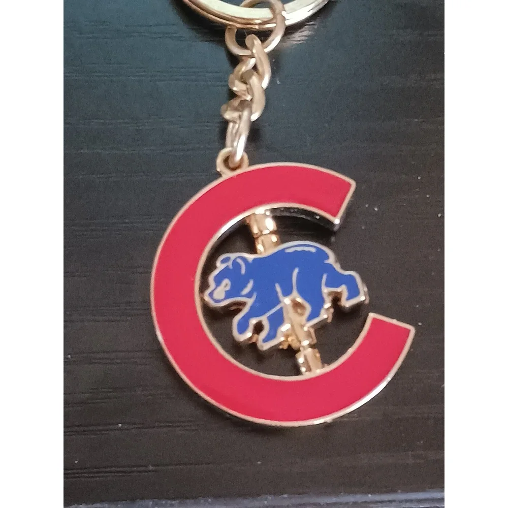 Chicago Cubs MLB Spinner Keychain Red C Blue Walking Bear Mascot Baseball Fan - Picture 2 of 3